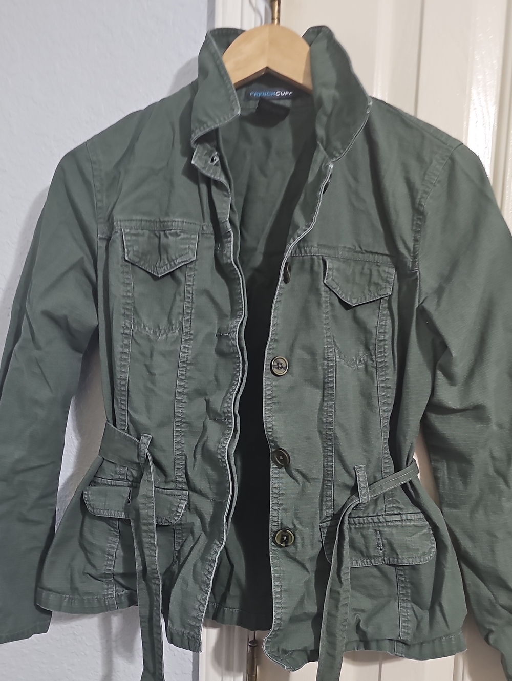 French Cuff Military-Style Olive Utility Jacket